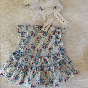 Janie and Jack Blue and Red Floral Dress Set
